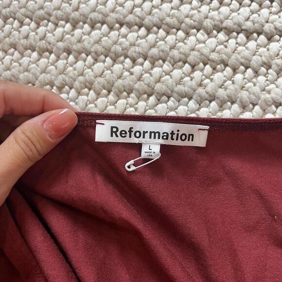 Reformation Coen Long Sleeve Drop Waist Minidress in Chianti - Picture 3 of 3